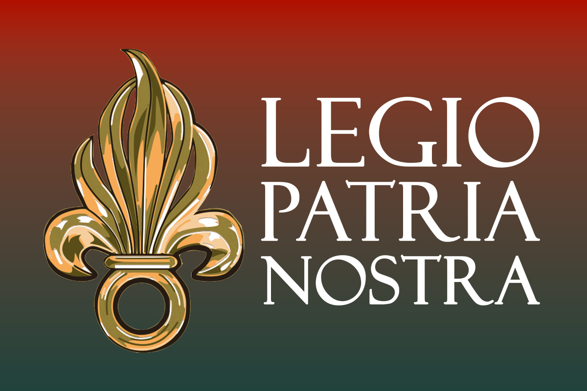 Grenade à sept flammes et devise Legio Patria Nostra